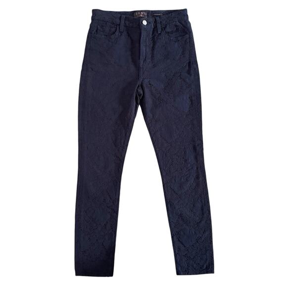 7 for all Mankind Jen 7 Lace Overlay Pants Women sz 4 Navy ankle skinny Feminine - Picture 2 of 13